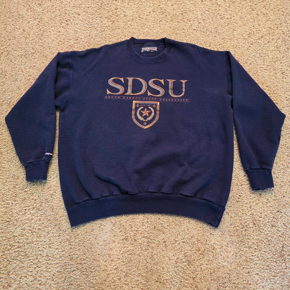 Vintage South Dakota State University Sweatshirt SDSU Jansport Navy Mens XXL
